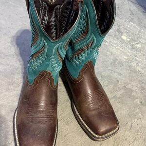 Ariat Brown and Teal Leather Boots